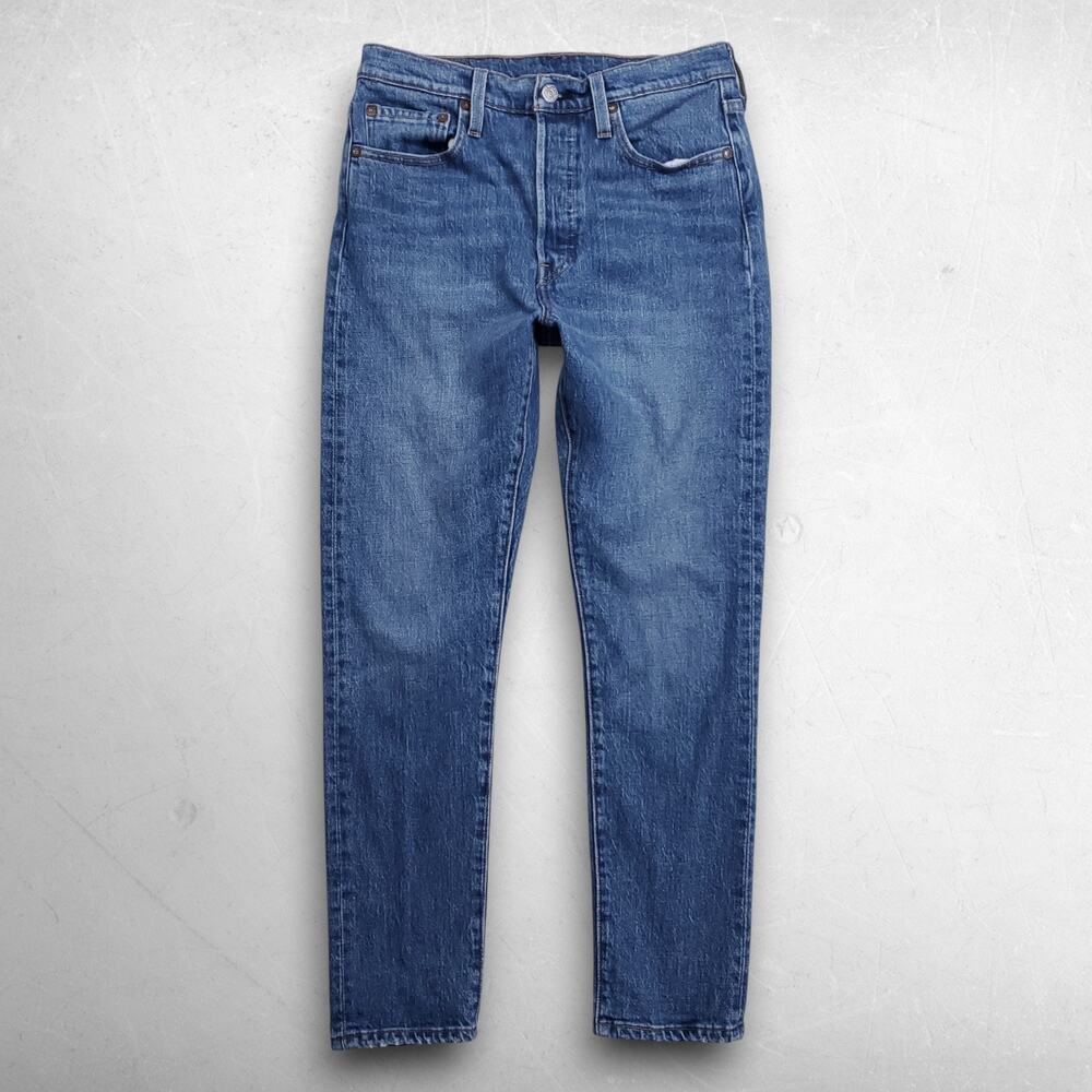 Levis Premium 501S Jeans Skinny Button Fly Stretch Denim Women 28 Medium Blue